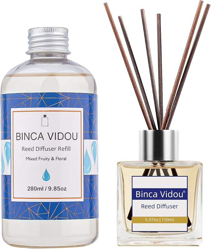 Mixed Fruity & Floral Reed Diffuser and Reed Diffuser Oil Refill Bundle