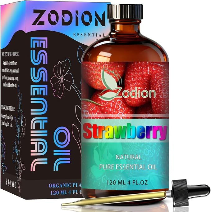 Strawberry Essential Oil, Strawberry Fragrance Oil for Diffuser, Massage, Humidifier, DIY Candle, Soap Making, Home, Bath, Yoga - 4 fl oz (120ml) - ZODION Essential Oils