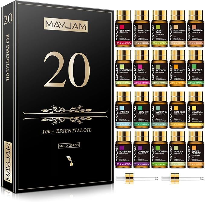 MAYJAM 20x5ML Essential Oil Gift Set and 100ML/3.38FL,OZ Lavender Essential Oil