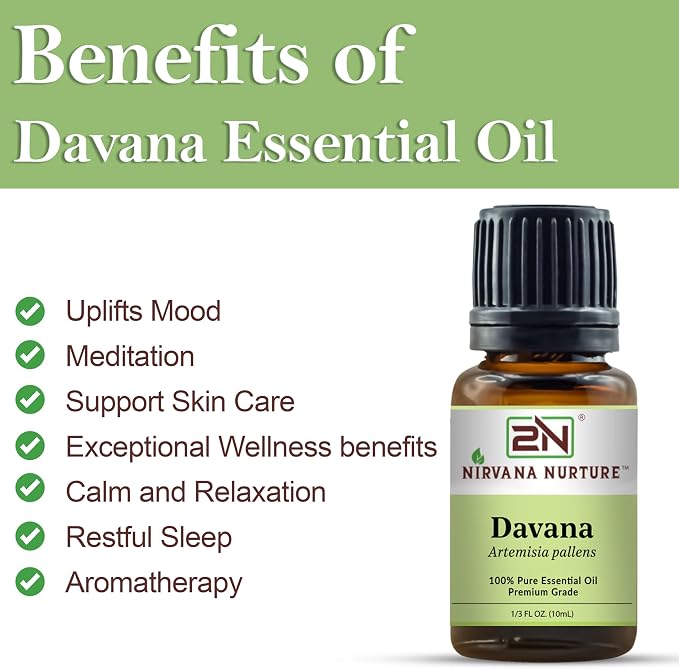 Davana Essential Oil, 100% Pure Undiluted, Aromatherapy Oil for Diffuser, Hair & Skin Care
