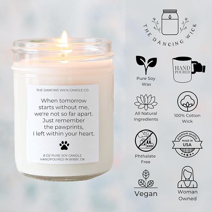 – Pet Memorial Candle Gift – Lavender Vanilla Scented Soy Wax – Remembrance for Pet Loss, Dog Sympathy Gift – 8 oz, Hand-Poured – Made in the USA (Pet Memorial)