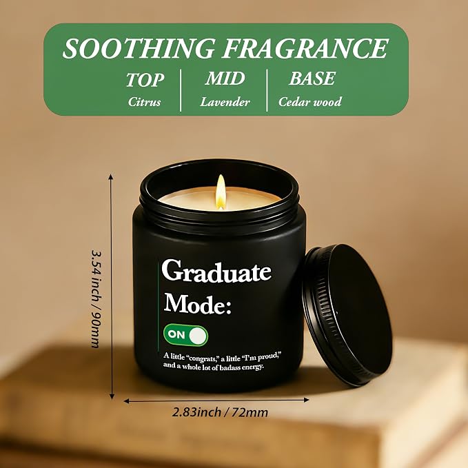 2026 Graduation Gifts for Her Him, Congratulations Grad Decoration for Women Men, Graduate Presents for Masters Degree High School College PHD Nurse, 7oz Funny Lavender Scented Candle, Style-K