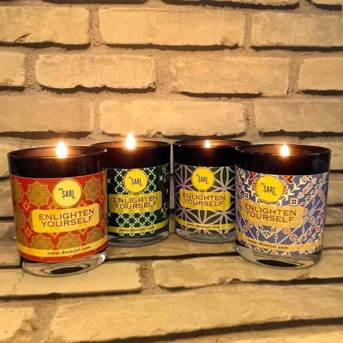 Handmade Glass Ottoman Organic Bath Soap Scent Glass Candle 14oz 100 Hour Long-Burning, Highly Scented, Natural Beeswax & Essential Oils Candle for Home, Stress Relief & Aromatherapy (Purple)