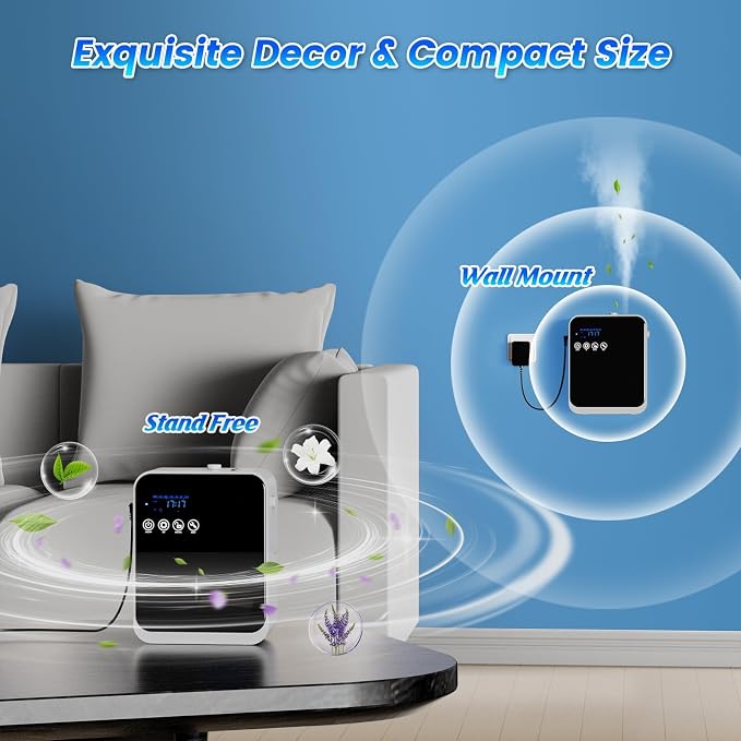 Waterless Essential Oil Diffuser,Hotel Home Aromatherapy Scent Diffuser with APP Control & Touch Screen,Auto Timer,250ml,Cover 1500 sq.ft|Whole House,Large Room Air Freshener for Home,Office,Classroom