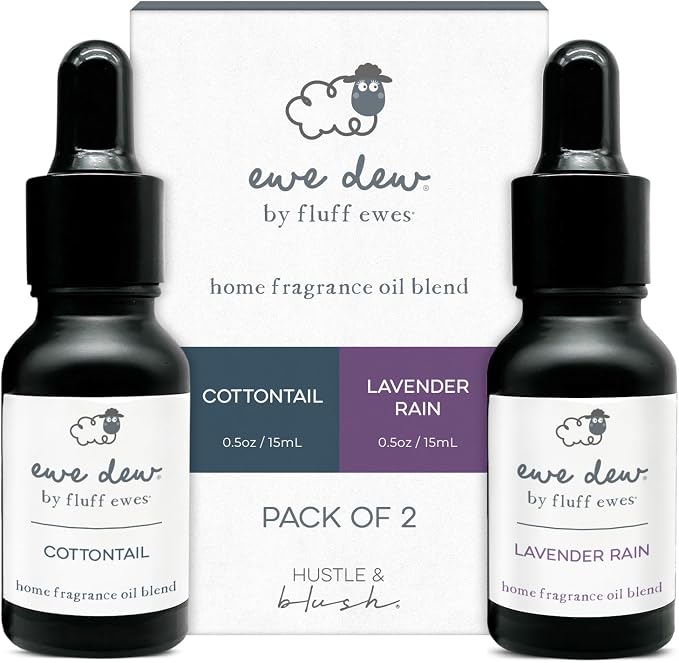 Hustle & Blush Essential Oil for Dryer Balls Bundle, 15ml Cottontail & Lavender Rain, Natural Laundry Fragrance Oils, Long-Lasting Fresh Scent for Diffusers, Candle Making, Multi-Use for Home & DIY