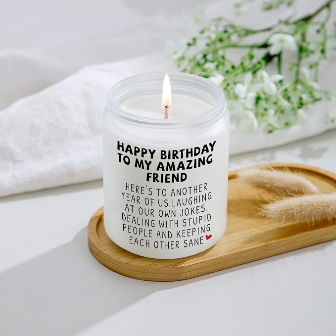 Jonico Happy Birthday Gifts for Women - Funny Best friend Friendship Birthday Gifts for Women Bestie BFF Coworker Classmate, Lavender Candle
