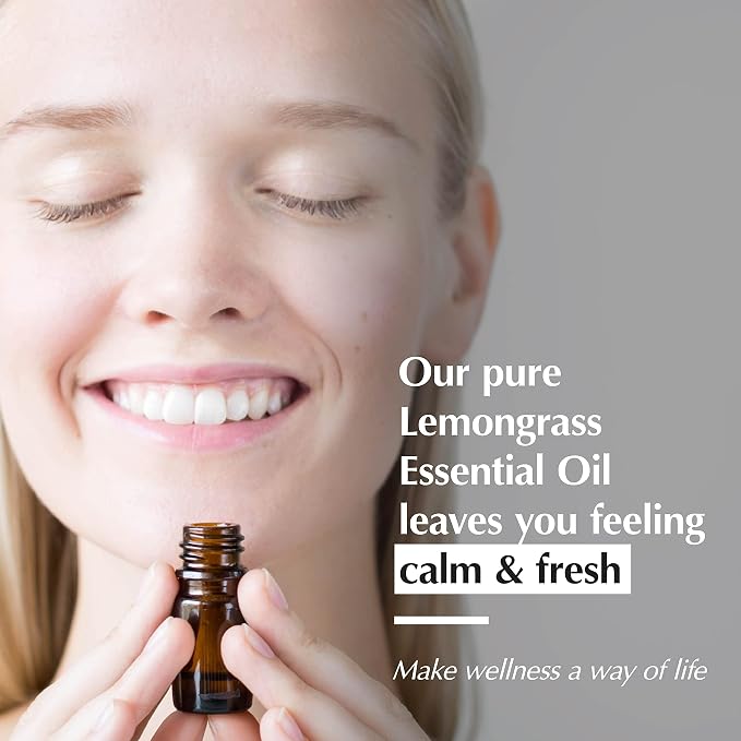 AROMAFUME Lemongrass Essential Oil - 100% Natural, Therapeutic Grade Essential Oils - Pure, Citrusy Aromatherapy Oil for Home Diffusers - Gifts for Her - 10ml