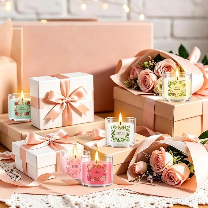 24 Pack Scented Candles Set, 2oz Soy Wax Acrylic Tea Lights with 12 Assorted Fragrances, Long Lasting Aromatherapy Candles for Home Decor, Gift Ready for Christmas Birthday Housewarming