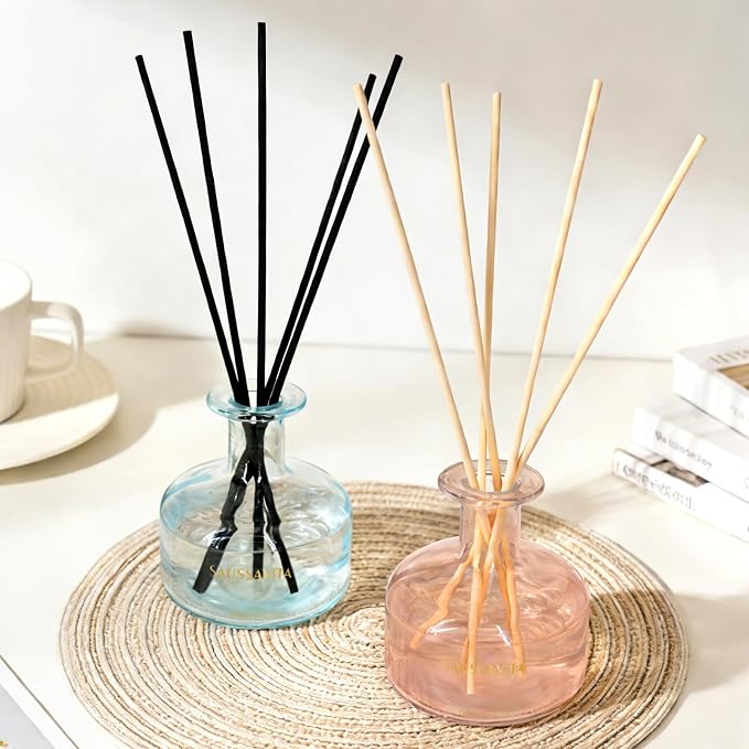 11 inch Diffuser Sticks 100 Pack, Diffuser Reeds Sticks Refill for Home and Bathroom, Diffuser Reeds Sticks for Scented Diffuser Nude&Black