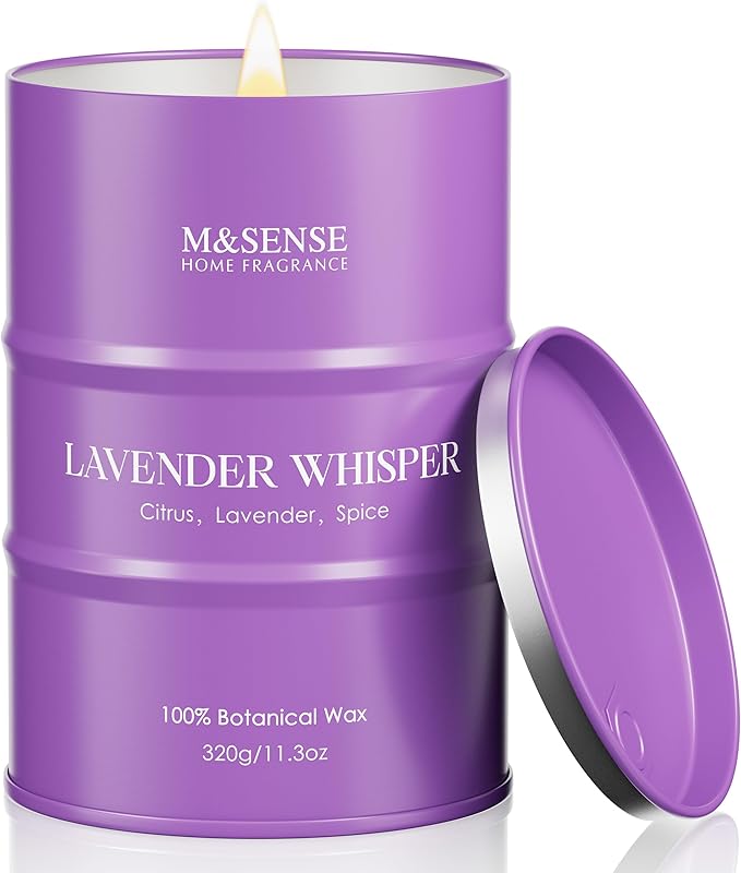M&SENSE Lavender Scented Candles for Women, 11.3 oz Soy Candles for Home Scented, Aromatherapy Candle for Stress Relief Meditation Relaxing,Birthday Gifts Mothers Day Candle for Women Mom