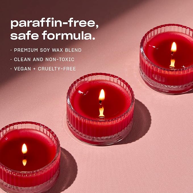 Big Flirt Votives Luxury Scented Candles by Snif, Valentine's Day Candles, 100% Cotton Fiber Wicks, Soy Wax Blend, Non-Toxic, Vegan
