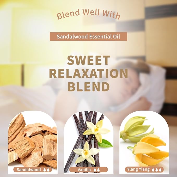 EUQEE Sandalwood Essential Oil(4 oz/118 ml) Sandalwood Oil Oil with Glass Dropper, Great for Diffusers, Soap & Candle Making