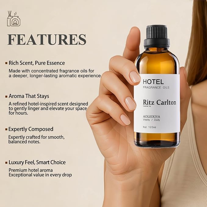 Hotel Scent Essential Oil Hotel Collection Waterless Diffuser Oil - Premium Fragrance Oil for Ultrasonic and Waterless Diffusers and Crafting - 4 Fl Oz