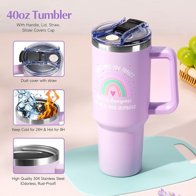 Suhctuptx Birthday Gifts for Women, Unique Self Care Gifts Get Well Soon Basket, Christmas Relaxing Spa Gift Care Package w/Flannel Blanket 40 oz Tumbler, for Mom Her Sister Friend