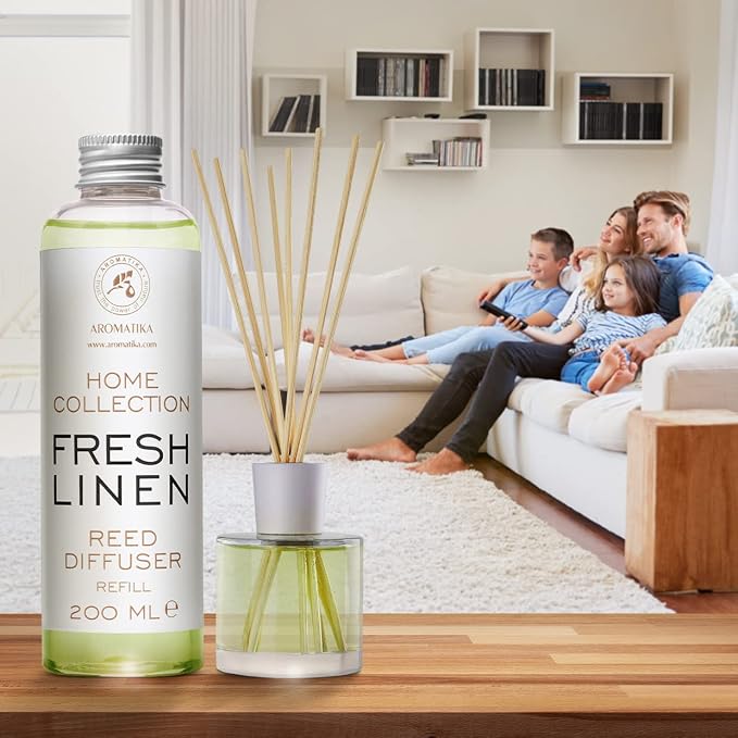 Reed Diffuser Refill Fresh Linen 6.8 Fl Oz (200ml) - Room Diffuser Refill - Home Fragrance - Scented Diffuser - Fresh Aroma - Room Fragrance - Scented Diffuser