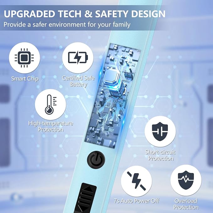 Candle Lighter, Flameless Windproof Electric Lighter with Safety Lock & LED Power Display, Arc Type C Rechargeable Lighters for Fireworks, BBQ, Camping, Gifts for Christmas, Thanksgiving, Halloween