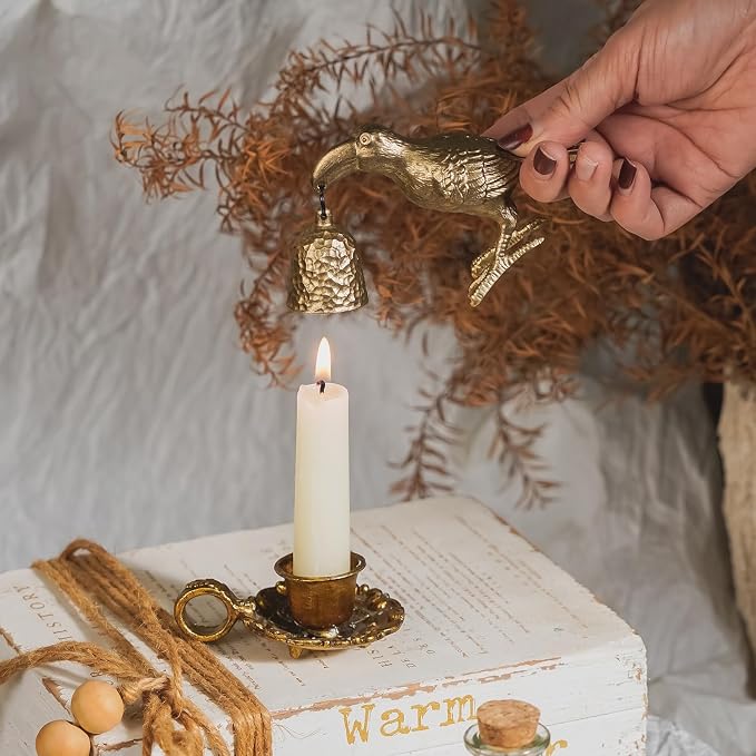 NIKKY HOME Gold Candle Snuffer, Vintage Bird Decor Candle Extinguisher, Decorative Metal Wick Flame Snuffer Candle Accessory