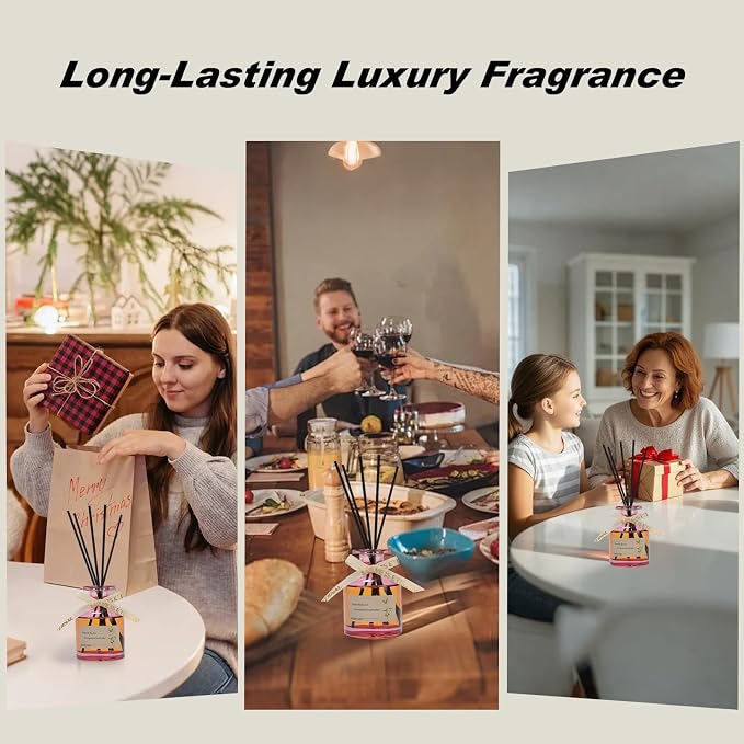 Reed Diffuser, Rose, 4.4 fl oz, Oil-Based Long Lasting Fragrance with Natural Reed Sticks