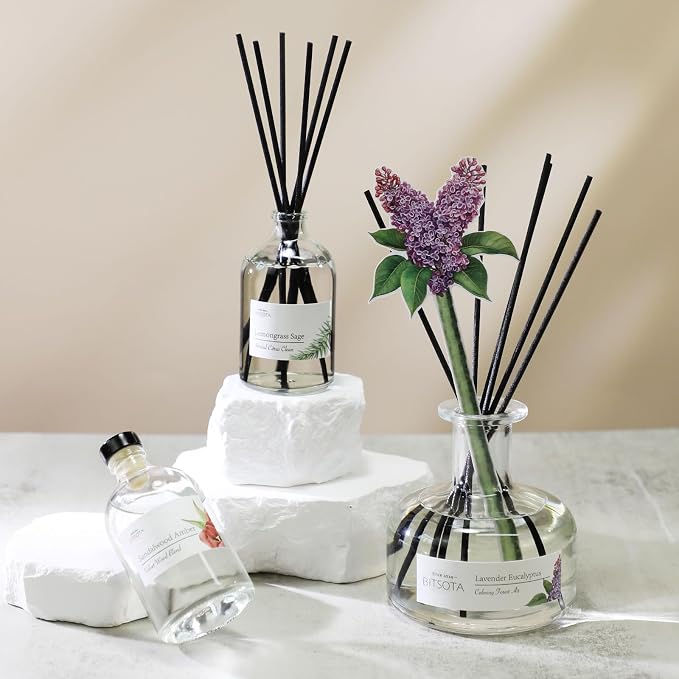 Reed Diffuser Set for Bathroom & Home, Long Lasting Essential Oil Aroma, Glass Bottle Home Fragrance with Sticks, Ideal Gift for Woman