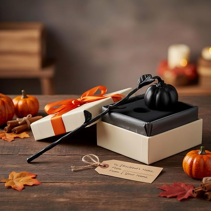 AIM & GGKK Black Pumpkin Candle Snuffer Extinguisher - Long Handle for Safe Flame Out,Decorative Snuffers Accessory for Candle Lovers