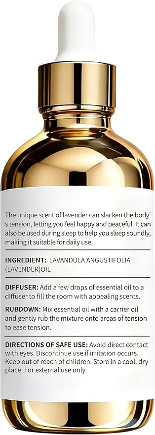 Lavender Essential Oil 4 Fl Oz | Smells like fresh lavender blooms with soft woody notes and a subtle herbal bitterness