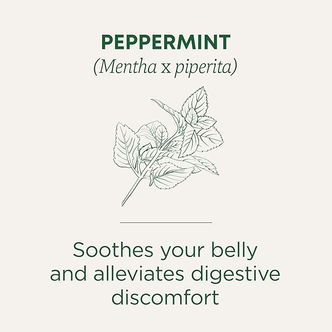 Traditional Medicinals Organic, Peppermint Tea - Helps Soothe Belly from Occasional Gas and Bloating - Kosher, Non-GMO, Caffeine-Free, Compostable - 16 Tea Bags