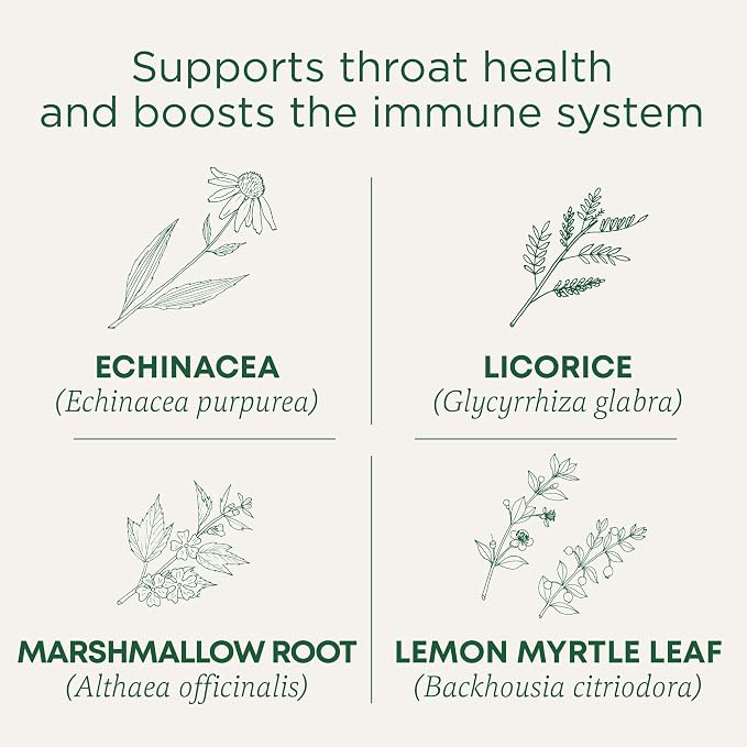 Traditional Medicinals Organic, Throat Coat Lozenges, Lemon Ginger Echinacea - Herbal Cough Drops, Helps Soothe Sore Throat - Non-GMO, Stimulant-Free - 16 Count
