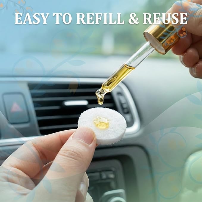 100 PCS Car Air Freshener Refill Felt Pads White Unscented Essential Oil Perfumes Refill Pads Car Air Fresheners Clip Cars Diffuser Airs Fresheners Replacement Pad for Custom Fragrance Cars Use(17 mm)