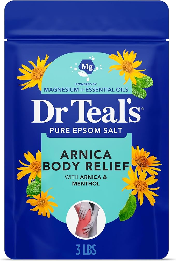 Dr Teal's Arnica Body Relief Epsom Salt Magnesium Soak with Menthol & Essential Oils, Muscle Recovery, 3 lbs