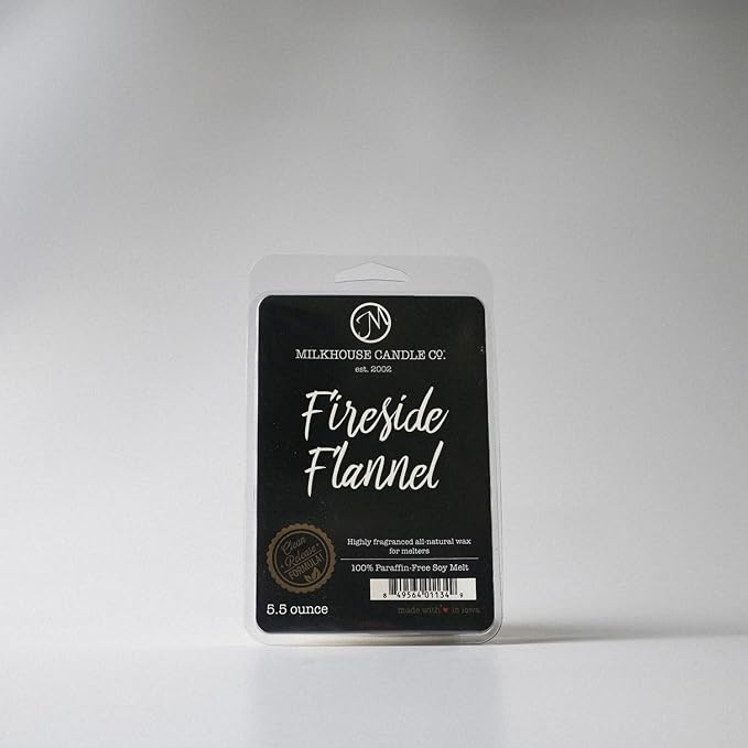 Milkhouse Candle Company Fireside Flannel Soy Wax Melts - Amber & Tobacco | Fir Balsam | Bergamot & Mountain Air Scented - 5.5 oz, Hand-Poured, Made in the USA