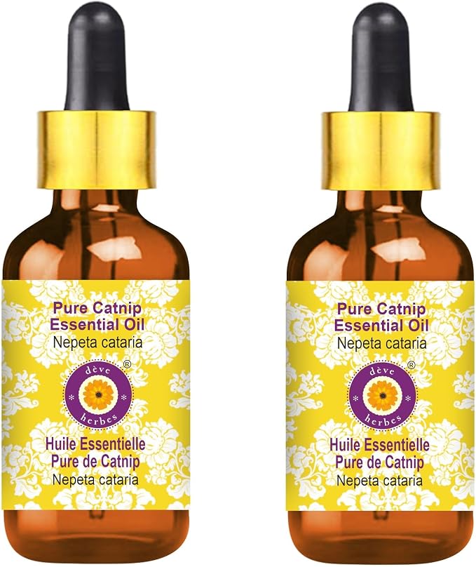 dève herbes Catnip Essential Oil (Nepeta cataria) Pure | Non-Sticky | Non-Greasy | Lightweight | Men & Women | All Skin Types | Steam Distilled 5ml X 2 (0.33 oz)