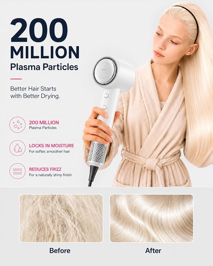 Tideway Hair Dryer Professional High-Speed Ionic Blow Dryer 110,000 RPM, Compact Hair Dryer with Magnetic Diffuser, Fast Drying with Brushless Motor Low Noise Smart Temperature Control-H11