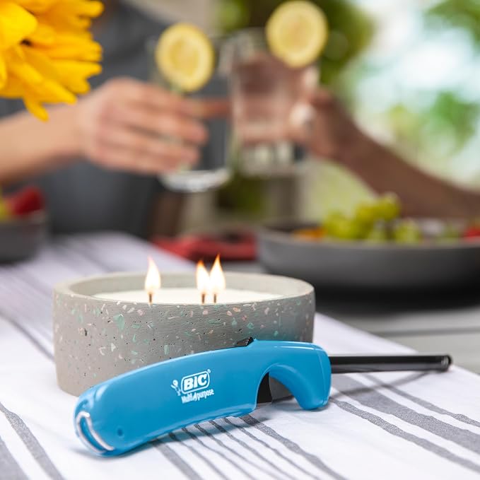 BIC Multi-purpose Classic Edition Lighters, Long Durable Metal Wand, Great For Grills, Fireplaces and Candles, Utility Lighter, Assorted Colors, 4-Count