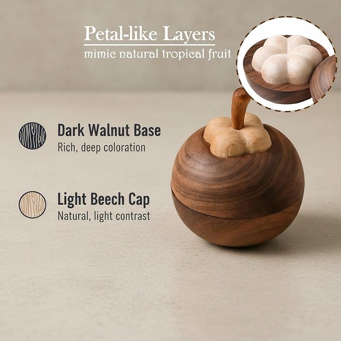 Passive Essential Oil Diffuser Wood Petal-Like, Small Portable Aromatherapy Diffuser Layered, Mini No-Electric Natural Boho Walnut Accent for Car, Desk, Rooms, Home, Office (Petal-Like)