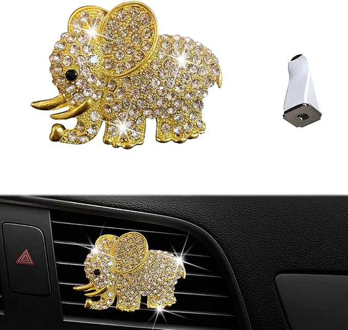 Tznyly Car Decor Car Fresheners For Women Bling Car accessory Car Air Outlet decor Bling Car accessory For Women Car Aromatherapy Car Air Vent Clip Charm Car air freshener Set of 2 elephants