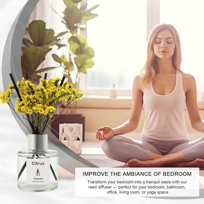 Reed Diffuser Set of 3 Pack, Lavender White Jasmine Lemongrass Scented Oil Diffuser with 5 Sticks, Reed Diffuser for Home, Bathroom, Bathroom Air Freshener 1.7 FL.oz Each