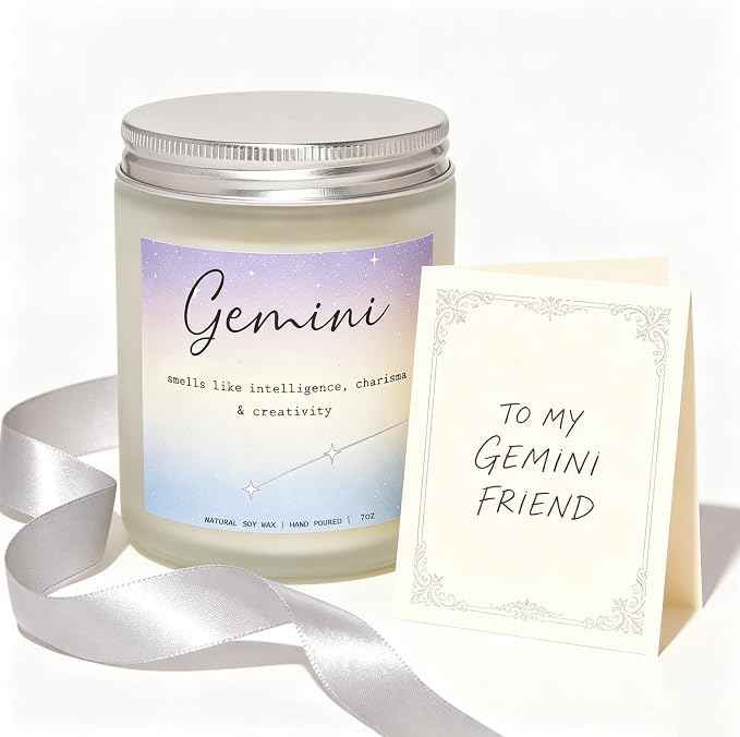 Gemini Candle, Gemini Gifts for Women, Versatile Gifts for the Dual-Natured Soul, Perfect Presents for Birthday - Lavender & Eucalyptus Soy Wax Scented Candle, 7OZ