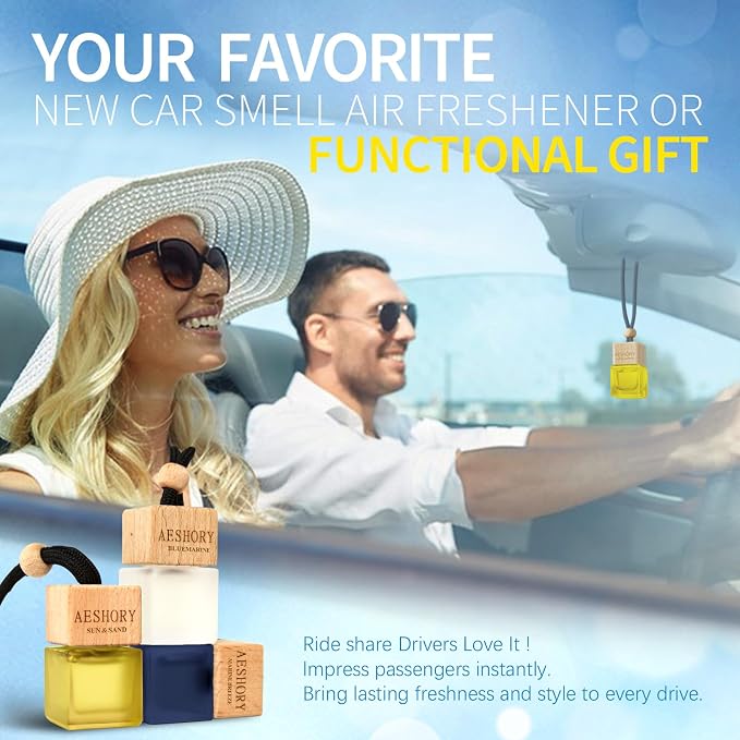 Aeshory Car Air Freshener Hanging - 3-Pack,Bluemarine Collection Car fresheners long lasting, Car Air Freshener for Women and Men, Premium Car Aromatherapy Essential Oil Diffuser Gift Set