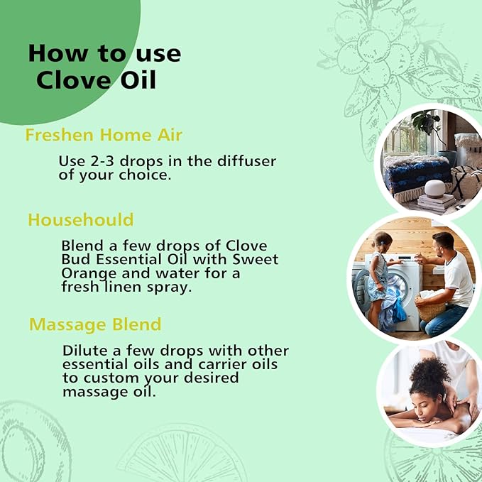 GM Gumili Clove Oil 1 Oz, 100% Pure Clove Bud Essential Oil for Teeth and Gums, Natural Aromatherapy Essential Oils for Diffuser, Skin and Hair Care