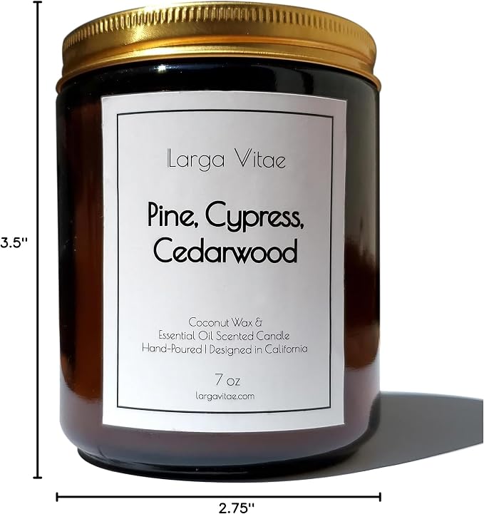 Organic Coconut Wax Aromatherapy Candle | Pine, Cypress & Cedarwood | Non-Toxic, Pet Safe, Allergy Friendly | Phthalate Free | Zero Waste Sustainable Gift