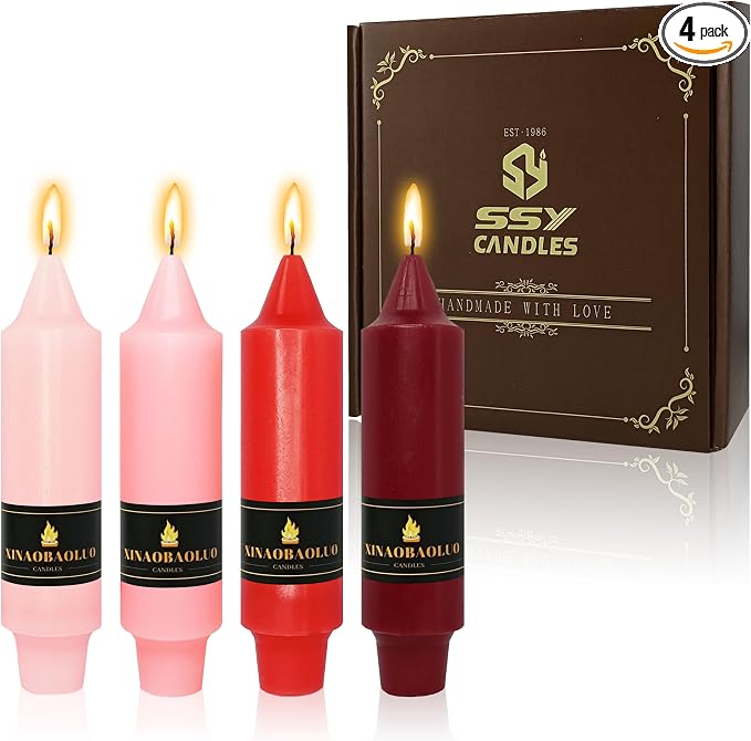 5 inch Short Taper Candle 4 Pack Handmade Gradual Red Candles Unscented Pastel Candlesticks for Holiday Wedding Dinner Party Seasonal Celebration Birthday Home Decoration