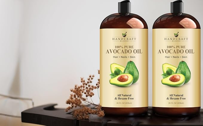 Handcraft Blends Avocado Oil - Cold-Pressed 28 Fl Oz - 100% Pure and Natural - Premium Grade Carrier Oil for Skin and Hair - Hair and Body - Massage - Hexane-Free