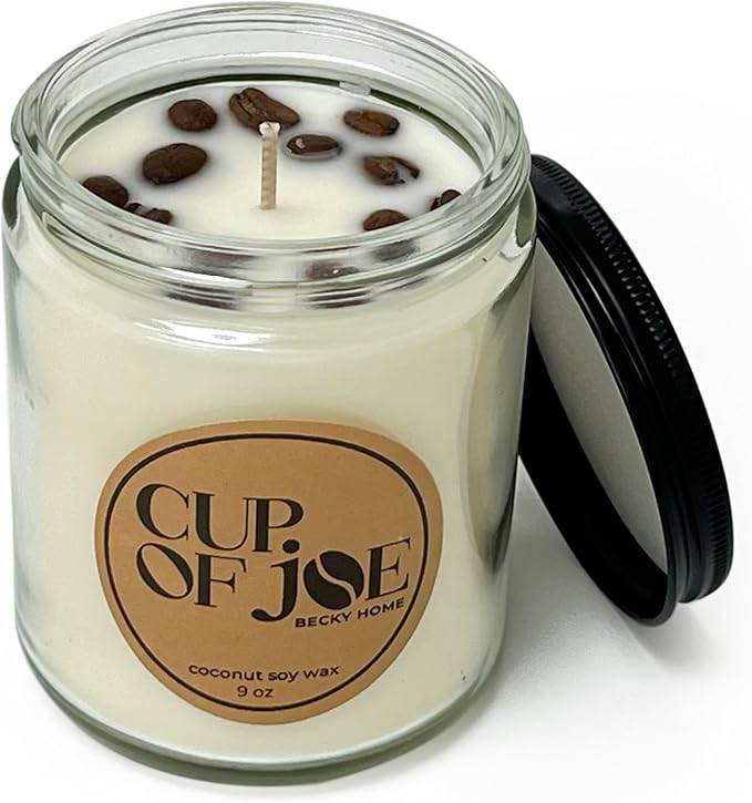 9 oz Coffee Scented Candle, Fresh Espresso Candle, Macchiato Coffee Candles, Large Jar Candles for Women, Gift for Men and Women, Clear Glass