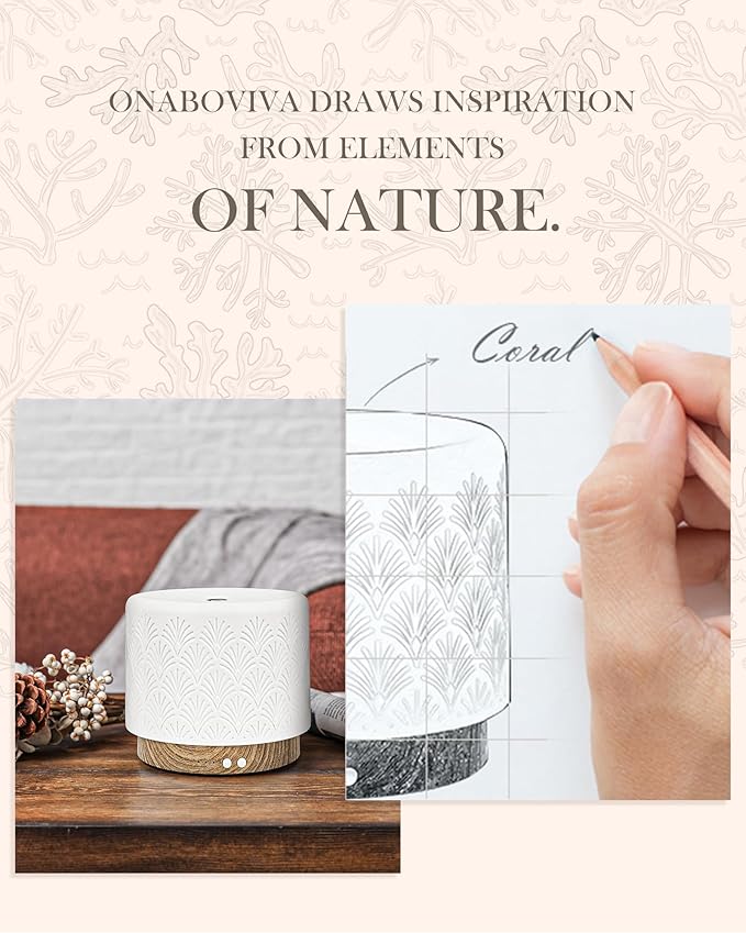 Essential Oil Diffuser - 280ml Ceramic Diffuser for Large Room & Commercial Use, 2.4MHz Aromatherapy Diffuser with Cool Mist Humidifier & Night Light, Ideal for Bedroom, Office, Yoga, Spa, Gifts