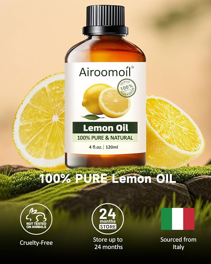 Lemon Essential Oil 4 fl oz – 100% Pure for Cleaning, Diffuser & DIY, Light Fresh Citrus Scent, Daily-Use Large Size for Home, Laundry, Surface Spray & Aromatherapy