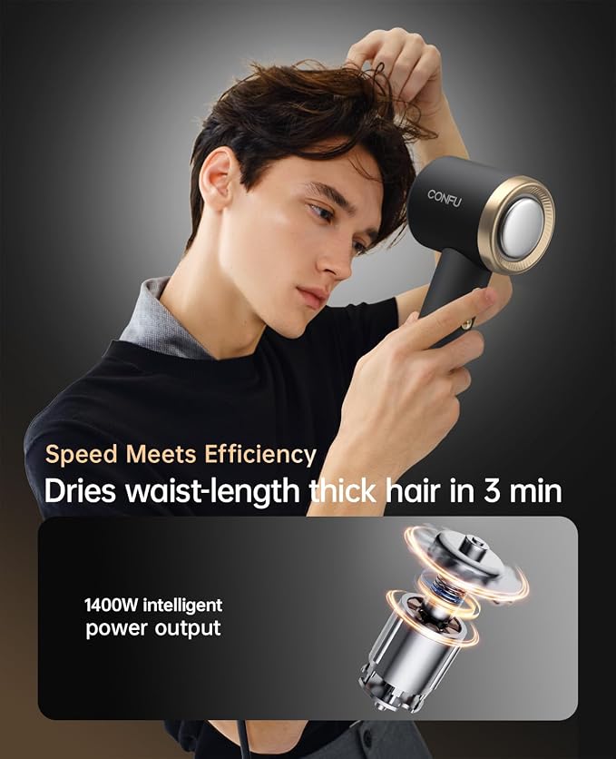 Hair Dryer with Diffuser, CONFU Hair Dryers for Women High Speed Professional Ionic Blow Dryer for Fast Drying, Blow Dryers for Men, Hair for Curly Hair for Home Travel