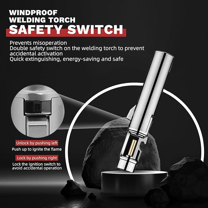 Torch Lighter, Straight Flame Bright Lighters, Windproof Adjustable Flame Color with Safety Lock, Lightsaber Torch Flame for Outdoor, Campfires, BBQ, Candles, Camping