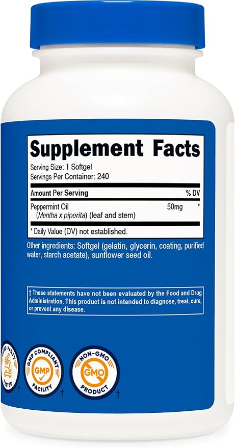 Nutricost Peppermint Oil Softgels (240 SFG) (50 MG) - Gluten Free, Third Party Tested and GMO Free
