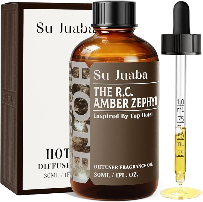 SU JUABA The R.C. Amber Zephyr Diffuser Oil Luxurious Hotel-Inspired Scent - Ambergris Sea Breeze Abies Fabri for Aromatherapy Machines & DIY Crafting - 1Fl Oz