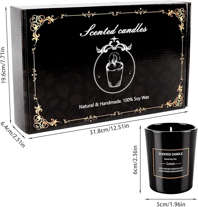 12 Pack Scented Black Candles Gift Set for Dad, Soy Wax Aromatherapy Candles for Home, 12 Masculine Fragrances, Gift from Daughter/Son for June Holiday, Stress Relief & Relaxation for Men